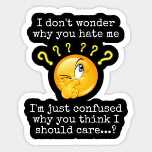 I Don't Wonder Why You Hate Me Sticker